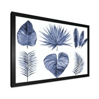 Designart 'Blue Watercolour Tropical Leaves IV' imprimare tradițională de artă încadrată