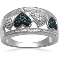 Carat TW alb și albastru diamant Sterling Silver moda inel
