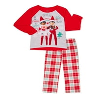 Elf pe un raft fete Exclusiv Cu mânecă lungă și pantaloni lungi ,Set de pijama din 2 piese dimensiuni 4-12