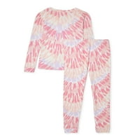 Sleep On It Girls Super Soft Tight Fit Pijama Set-Tie Dye, Dimensiuni 4-14