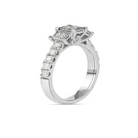 Imperial 10k Rose Gold 1ct TDW Printesa tăiat diamant trei piatră inel de logodna