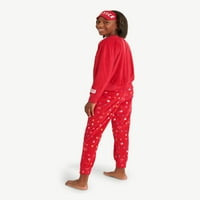 Justice Girls Holiday Top Cu mânecă lungă și Jogger Set cu mască de ochi, set de pijama din 2 piese, dimensiuni 5-18