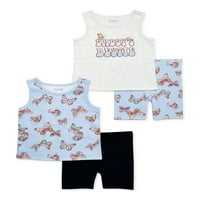 Garanimals Baby și Toddler fete rezervor și pantaloni scurți Outfitset, 4 Piese, dimensiuni luni-5T