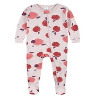 Gerber Baby & Toddler Girl Pijamale Din Bumbac Cu Picioare, Pachet 2
