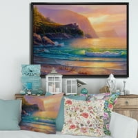 Plajă Romantică În Timpul Serii Calde Înrămate Pictura Canvas Art Print