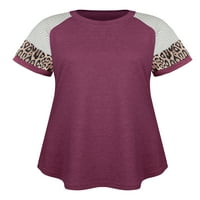 Femei Plus Dimensiune maneca scurta Camasi Leopard dungi mozaic t tricouri bluze Casual tunica Topuri pentru femei