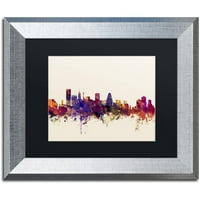 Marcă comercială Fine Art Baltimore Maryland Skyline Canvas Art de Michael Tompsett, negru mat, cadru argintiu