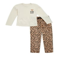 Wonder Nation Girls exclusiv 2-pijama Set, Maneca lunga de sus și Fuzzy pantaloni lungi dimensiuni 4 - & Plus
