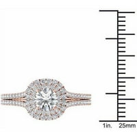 1-carate T. W. diamant Split Gamba dublu Halo 14kt inel de logodna din Aur Roz