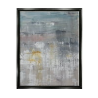 Stupell Industries Enigmatic Paint Drip Contemporary Neutrals Yellow Accent Painting Jet Black Floating Framed Canvas Print Wall