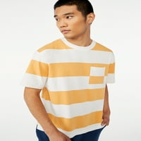 Tricou de buzunar cu dungi largi supradimensionate pentru bărbați