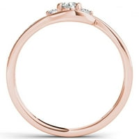 Carat T. W. Diamond Bypass inel de logodnă din aur roz de trei pietre de 10kt