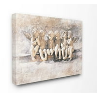 Stupell Industries îngeri chat religioase neutru gri pictura panza arta de perete de tineri și dovedit