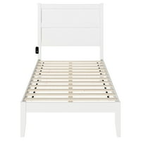 NoHo 14 cadru de pat cu platformă din lemn complet cu tăblie modernă din panou, alb