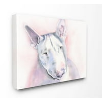 Stupell Industries Bullterrier alb câine animal de companie acuarelă pictură pânză artă de perete de George Dyachenko
