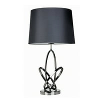 Design Elegant Mod Art lustruit lampă de masă cromată cu nuanță neagră