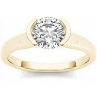 Carat T. W. diamant jumătate Bezel Solitaire 14kt aur galben inel de logodna
