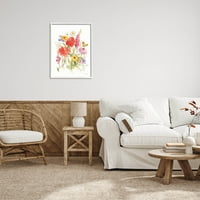 Stupell Industries aranjament floral mixt fluture artă grafică artă cu cadru alb imprimare artă de perete, Design de Danhui Nai
