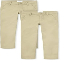 Locul pentru Copii Fete uniforme Skinny Chino Pantaloni 2-Pack, dimensiuni 4-16