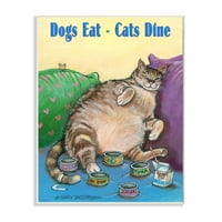 Stupell Industries câini mânca pisici lua masa amuzant desene animate Pet design placa de perete de Gary Patterson