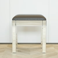 Oglindă Vanity scaun machiaj banc cu piele Pu, Dressing scaun capitonat moderne pian scaun pentru dormitor living argint
