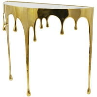 DecMode 37 32 masă consolă de picurare din Aluminiu auriu cu picioare proiectate pentru topire și blat din sticlă umbrită, 1 bucată