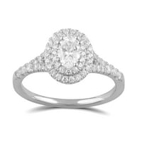 Arista ct Oval Swarovski diamante dublu Halo inel de logodna din argint Sterling