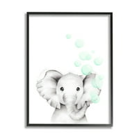 Camera copiilor de Stupell drăguț desen animat Baby Elephant Zoo pictura cu animale încadrată Giclee artă texturată de Studio