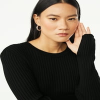 Scoop pulover tricotat pentru femei cu mâneci lungi, dimensiuni XS-XXL