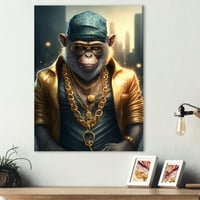 Designart Monkey Gangster în New York I Canvas Wall Art