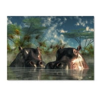 Marcă comercială Artă Plastică 'hipopotami care vin să te ia' artă pe pânză de Daniel Eskridge