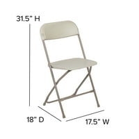 Mobilier Flash Hercules Series scaun pliabil din Plastic - Bej 650lb capacitate de greutate scaun confortabil pentru evenimente-scaun