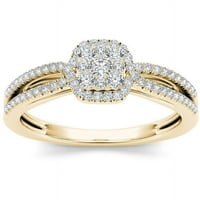 Carat T. W. diamant Split Gamba Halo 10kt aur galben inel de logodna