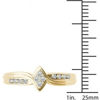 Carat T. W. diamant zmeu formă Cluster 10kt aur galben inel de logodna