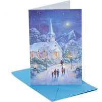 Crăciun În Cutie Carduri, Zăpadă Biserica Scena, 18-Count