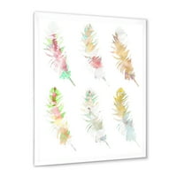 Designart 'Vibrant Boho Art Feather În Culori Rustice Strălucitoare' Boem & Eclectic Framed Art Print