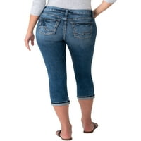 Silver Jeans Co. Femei Elyse Mid Rise Capri, talie dimensiuni 24-36