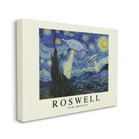 Stupell Industries Van Gogh OZN Roswell NM Călătorii și locuri Galerie de pictură învelită pe pânză imprimare artă de perete