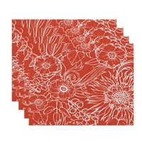 Pur Și Simplu Daisy,, Zentangle 4, Placemat Cu Imprimeu Floral, Portocaliu Roșu