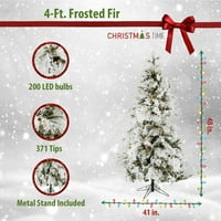 Crăciun timp 4.0-picior pre-aprins Mat Brad Flocked subțire pom de Crăciun, lumini LED alb cald, CT-FF040-LEDFL