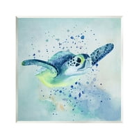 Stupell Sea Turtle Subacvatice Bule Splash Peisaj Pictura Perete Placa Unframed Arta Imprimare Perete Arta