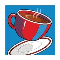 Ron Magnes 'Ceașcă De Cafea Roșie Pe Albastru' Canvas Art