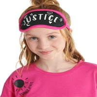 Justice Girls Top Cu mânecă scurtă și Sleep Short cu mască pentru ochi, set de pijama din 2 piese, Dimensiuni 5 și Plus