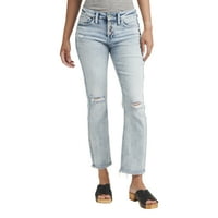 Silver Jeans Co. Blugi Suki Mid Rise Straight Crop pentru femei, dimensiuni talie 24-36