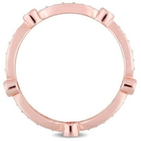 Miabella femei Carat T. G. W. creat alb Sapphire & creat roz safir rose Gold Flash placat cu argint Sterling Station Ring