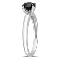 Miabella femei carate TW diamant negru 10kt Aur Alb Solitaire inel de logodna