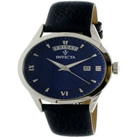 Invicta femei Vintage cuarț mână albastru Dial piele ceas