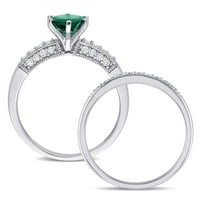 Miabella femei Carat creat Emerald Carat Diamond 10kt aur alb 2 piese Set de mireasa
